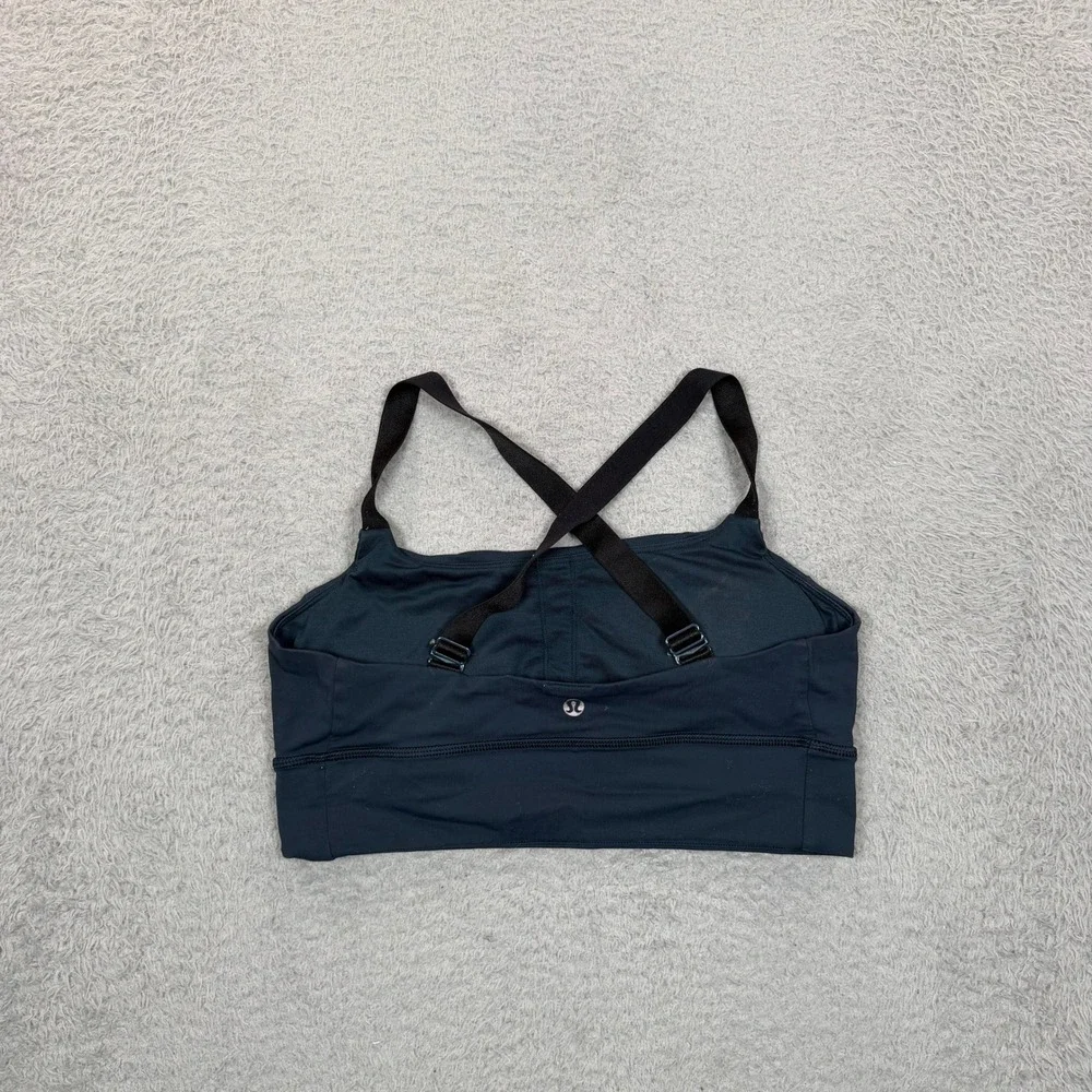 Lululemon Womens Medium Support Crisscross Adjustable Strap Sports Bra Blue Sz 8